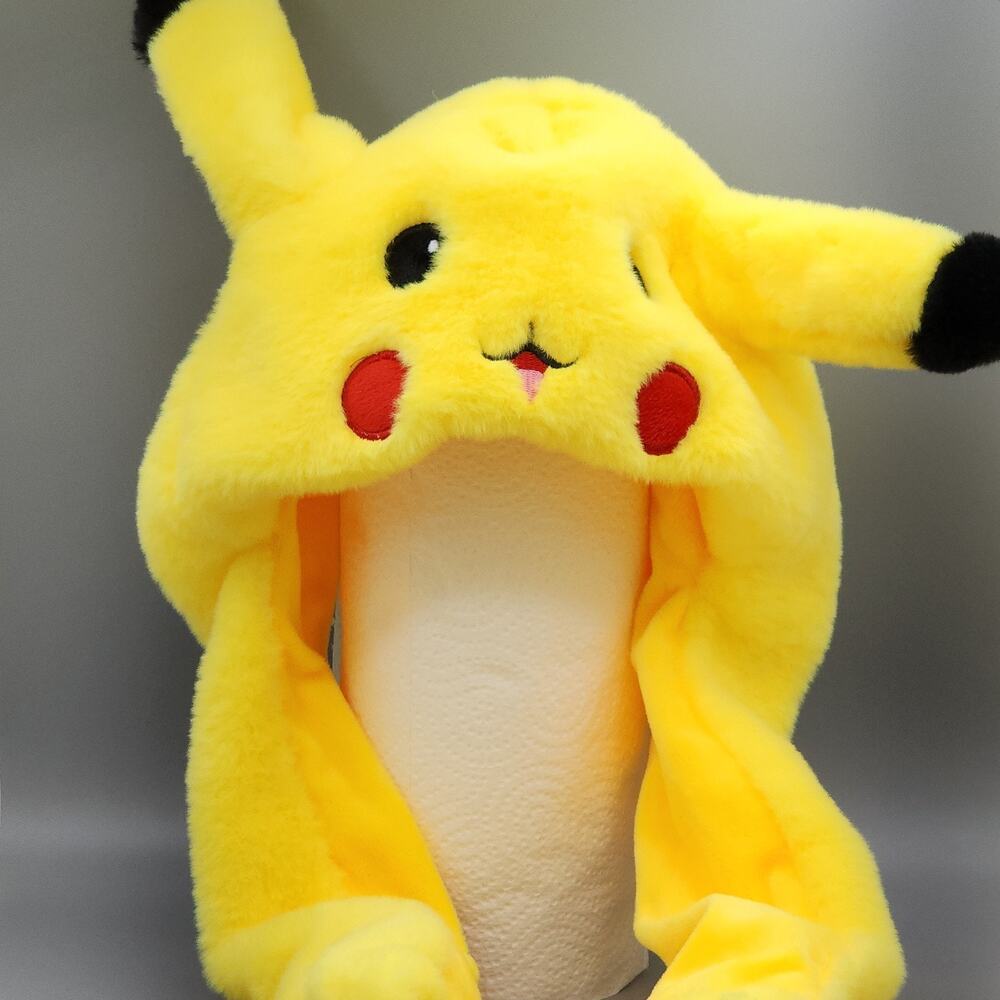 Pokemon Pikachu Plush Laplander Hat with Pump-Up Moving Ear Cosplay Beanie READ